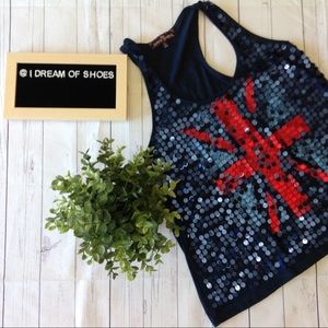 🔥Sequin Union Jack Small Tank by Almost Famous